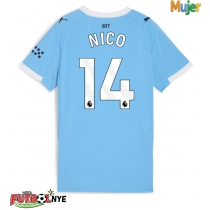 Camiseta Manchester City Nico Gonzalez #14 Primera Equipación para mujer 2025-26 manga corta